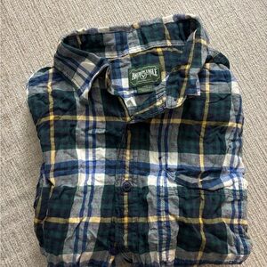 American Eagle Outfitters Men's Casual Plaid Shirt - Green, Blue, and White